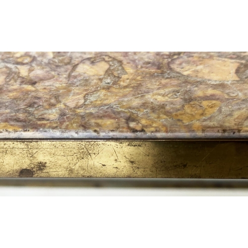 116 - LOW TABLE, 1970s Italian rectangular Sienna marble with gilt metal support, 107cm W x 38cm D x 47cm ... 