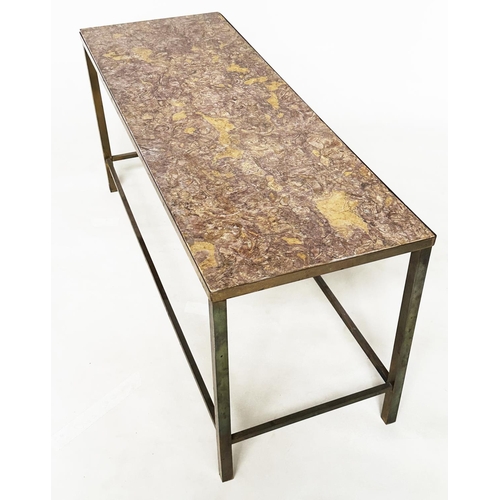 116 - LOW TABLE, 1970s Italian rectangular Sienna marble with gilt metal support, 107cm W x 38cm D x 47cm ... 