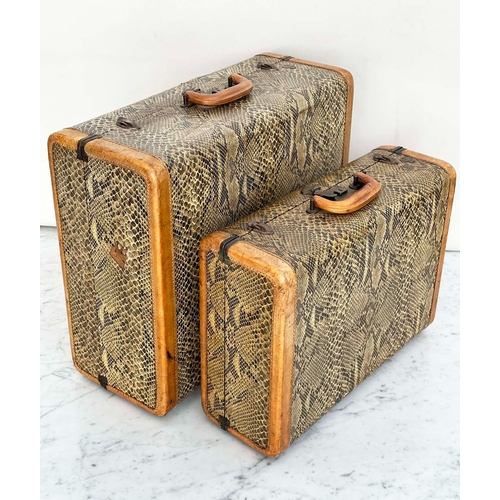 118 - SUITCASES AEROPACK BY MCBRINE, two U.S. 1950s faux snakeskin, 54cm x 42cm and 46cm x 32cm. (2)