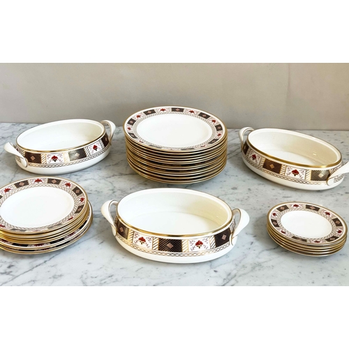 121 - PART DINNER SERVICE, English Fine Bone China, Royal Crown Derby 'Borders', with twenty-six plates (d... 