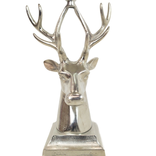 440 - CHAMPAGNE BATH, on stag head form stand, polished metal, 91cm H approx.