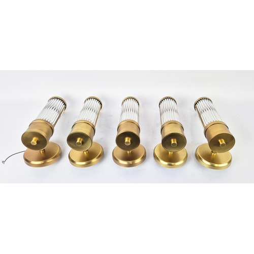 448 - WALL LIGHTS, a set of five, gilt metal and glass, Art Deco style, 29cm H approx. (5) (fair)