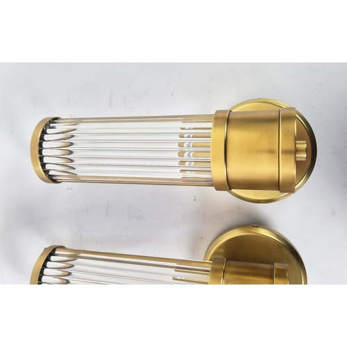 448 - WALL LIGHTS, a set of five, gilt metal and glass, Art Deco style, 29cm H approx. (5) (fair)