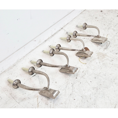 458 - WALL LIGHTS, a set of four, polished metal, each 2 branch, 46cm H each approx. (4)