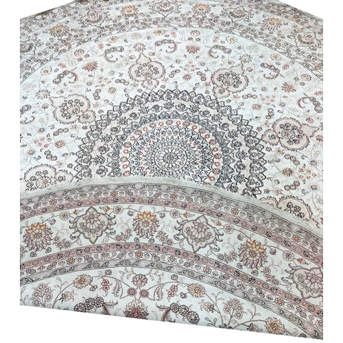 68 - FINE CIRCULAR SILK CARPET, 244cm x 246cm.