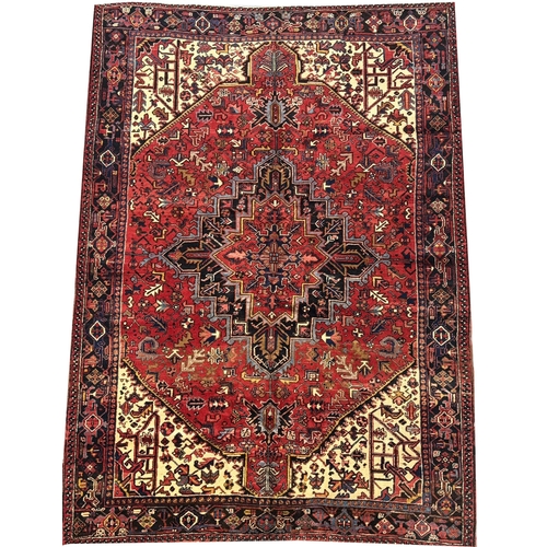 73 - FINE PERSIAN HERIZ CARPET, 345cm x 248cm.