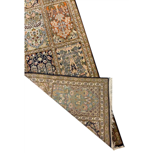 78 - FINE PURE SILK GARDEN DESIGN RUNNER, 300cm x 61cm.