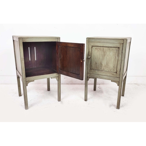 88 - BEDSIDE CABINETS, a pair, early 20th century and later grey painted, each with single door, 69cm H x... 