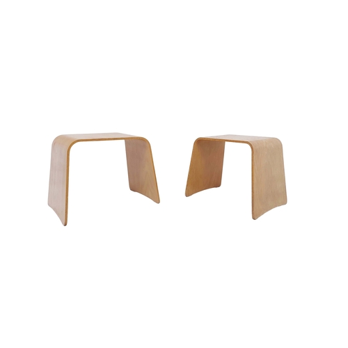 92 - NEST OF TWO TABLES, bent plywood, largest 46cm H x 60cm x 40cm. (2)