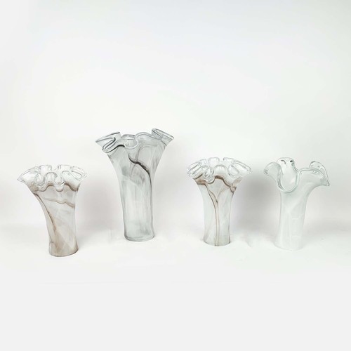 439 - MURANO STYLE VASES, a collection of four, in various shades of black, grey and white, 41cm H at tall... 