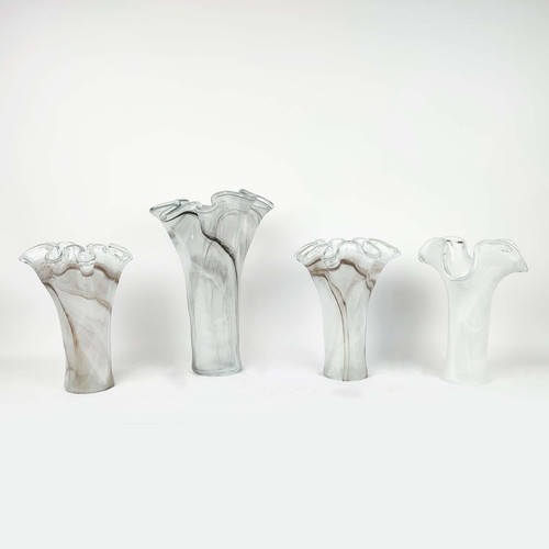 439 - MURANO STYLE VASES, a collection of four, in various shades of black, grey and white, 41cm H at tall... 