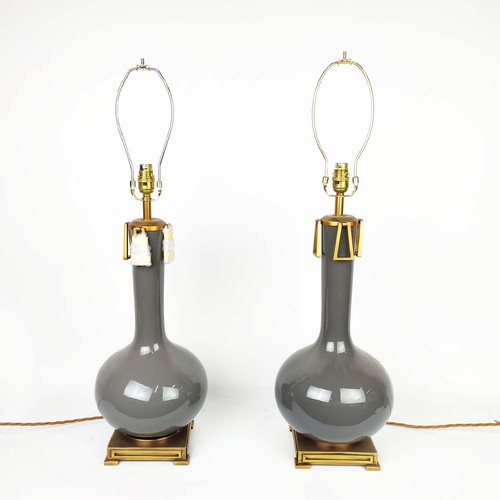 452 - TABLE LAMPS, a near pair, dark grey glazed ceramic and gilt metal, 59.5cm H at tallest not including... 