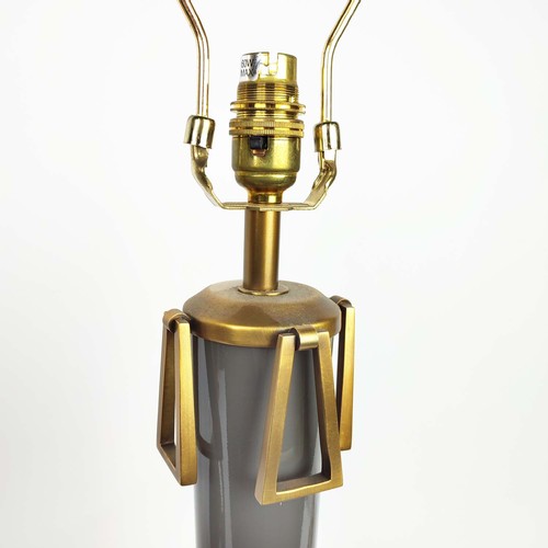 452 - TABLE LAMPS, a near pair, dark grey glazed ceramic and gilt metal, 59.5cm H at tallest not including... 