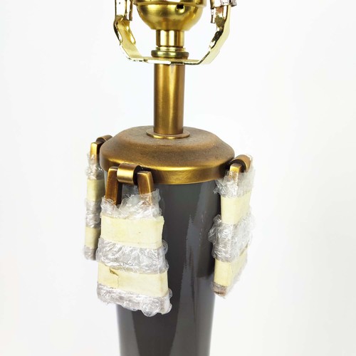 453 - TABLE LAMP, dark grey glazed ceramic and gilt metal, 59cm H approx. (sold as seen)