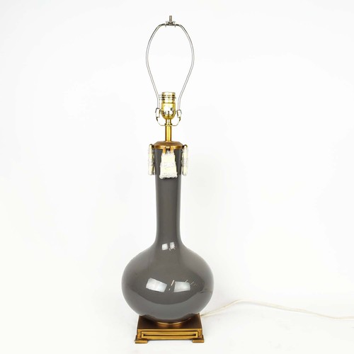 453 - TABLE LAMP, dark grey glazed ceramic and gilt metal, 59cm H approx. (sold as seen)