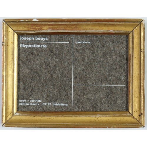 51 - JOSEPH BEUYS, felt postcard, Filzpostkarte, silkscreen on felt, vintage French frame, 15cm x 10cm.