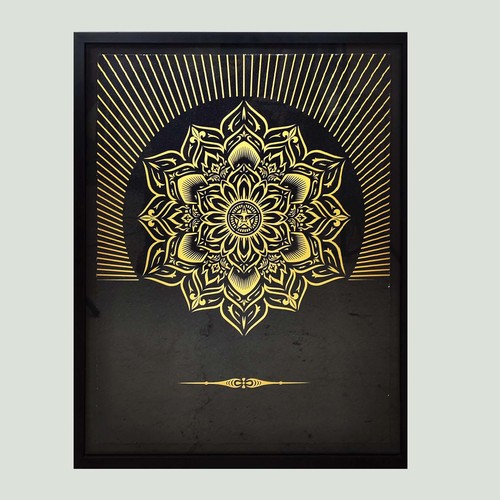 23 - SHEPARD FAIREY, 'Lotus Diamond', screenprint with diamond dust, 88cm x 66cm, framed.