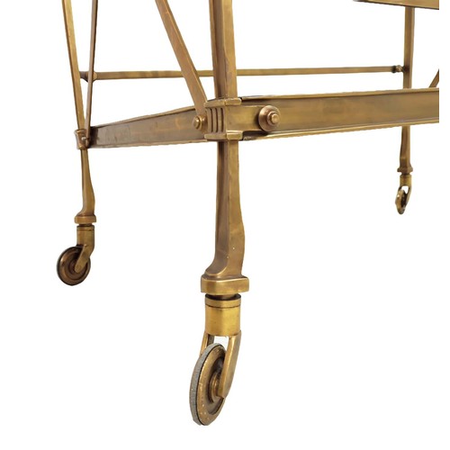 441 - COCKTAIL TROLLEY, 1960's French style, gilt metal, stone top and under tier, 82cm x 46cm x 89cm. (fa... 