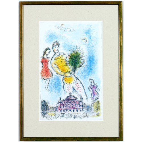 49 - MARC CHAGALL, Paris suite: pair of off set lithographs, printed by Maeght, 34cm x 21cm each.