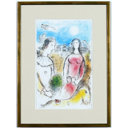 49 - MARC CHAGALL, Paris suite: pair of off set lithographs, printed by Maeght, 34cm x 21cm each.