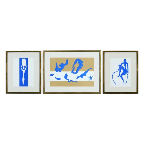 50 - HENRI MATISSE, a set of three off set lithographs, Nu Bleu II, Nu Bleu VIII, Piscine, 24cm x 18cm, 2... 