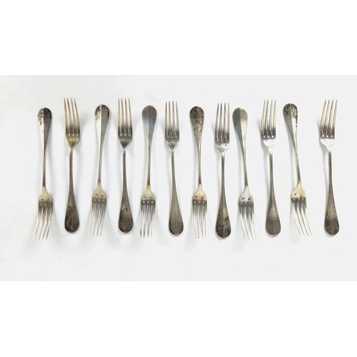 13 - FLATWARE, Austrian Hungarian, 1872, .800 silver, twelve and six place setting various makers marks a... 