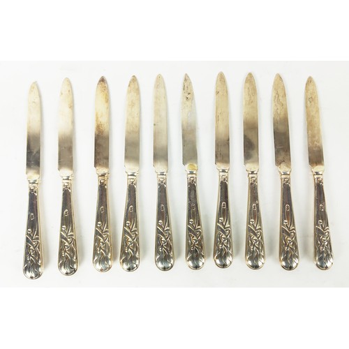 14 - COLLECTION OF DANISH SILVER FLATWARE, by Heimburger, .800 in the Art Nouveau 'mistletoe' pattern twe... 