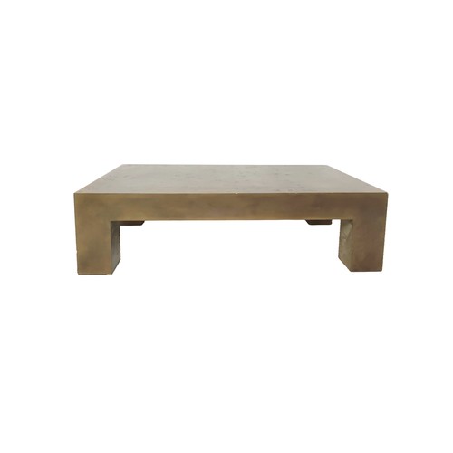 443 - LOW TABLE, faux bronze finish with two drawers, 140cm x 80cm x 46cm.