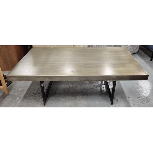 463 - LOW TABLE, contemporary design, 139.5cm x 43cm approx.