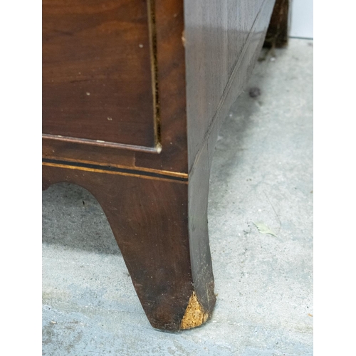 457 - LINEN PRESS, George III mahogany with two doors enclosing sliding trays above a base of three drawer... 