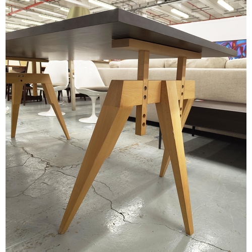 464 - SCP COMPASS TABLE, by Matthew Hilton, height adjustable, 180cm x 90cm x 86cm H at tallest.