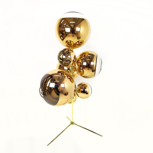 309 - TOM DIXON MIRROR BALL STAND CHANDELIER, gold, 180cm H approx.