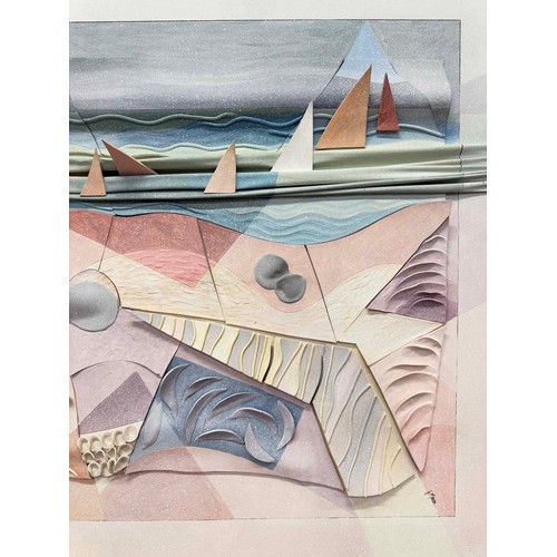 151 - GWEN MASON (Australian b.1922), 'Sailing boats', 3D mixed media, 127cm x 127cm, framed.