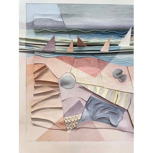 151 - GWEN MASON (Australian b.1922), 'Sailing boats', 3D mixed media, 127cm x 127cm, framed.