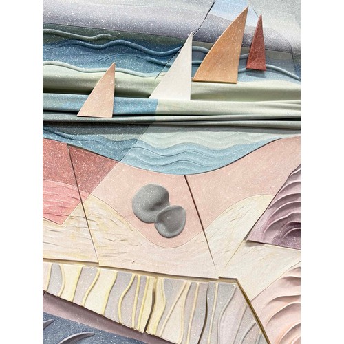 151 - GWEN MASON (Australian b.1922), 'Sailing boats', 3D mixed media, 127cm x 127cm, framed.