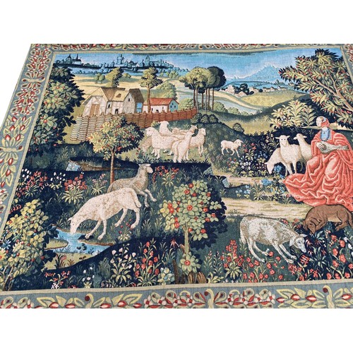 187A - FRENCH MEDIEVAL DESIGN TAPESTRY, 224cm x 178cm.