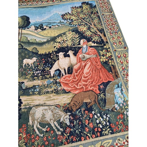 187A - FRENCH MEDIEVAL DESIGN TAPESTRY, 224cm x 178cm.