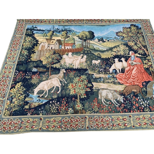 187A - FRENCH MEDIEVAL DESIGN TAPESTRY, 224cm x 178cm.