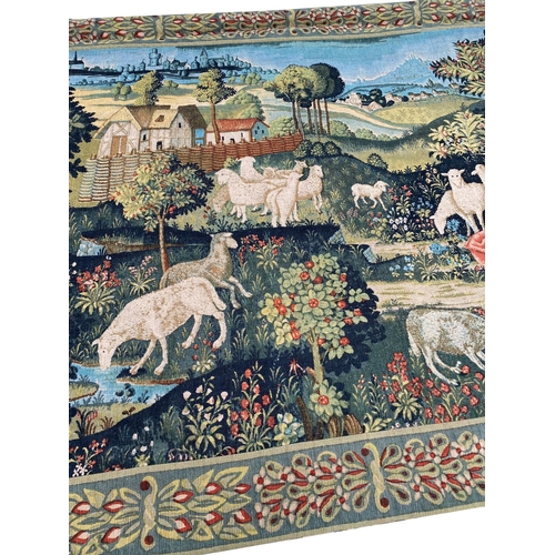 187A - FRENCH MEDIEVAL DESIGN TAPESTRY, 224cm x 178cm.