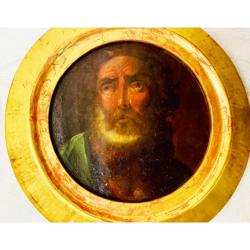 68 - 19TH CENTURY PORTRAITS, a pair, oil on canvas in circular gilt frames, 49cm H x 49cm W. (2)