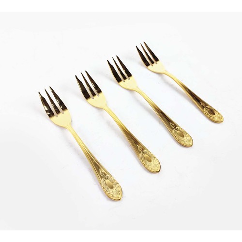 5A - CUTLERY SERVICE, 24ct gold plated, ten place setting with serving pieces, in fitted attache case.