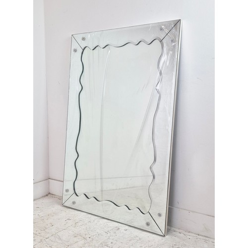 324 - JULIAN CHICHESTER LEON MIRROR, eglomise and plain plates, 81cm x 120cm.