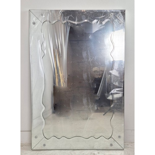 324 - JULIAN CHICHESTER LEON MIRROR, eglomise and plain plates, 81cm x 120cm.