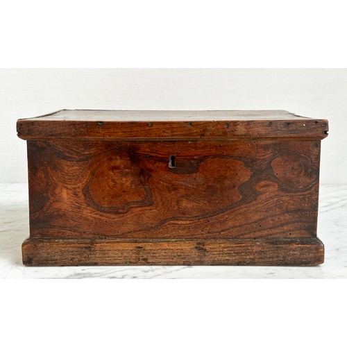 241 - ELM BOX, early 19th century English with rising lid, 34cm W x 23cm D x 17cm H.