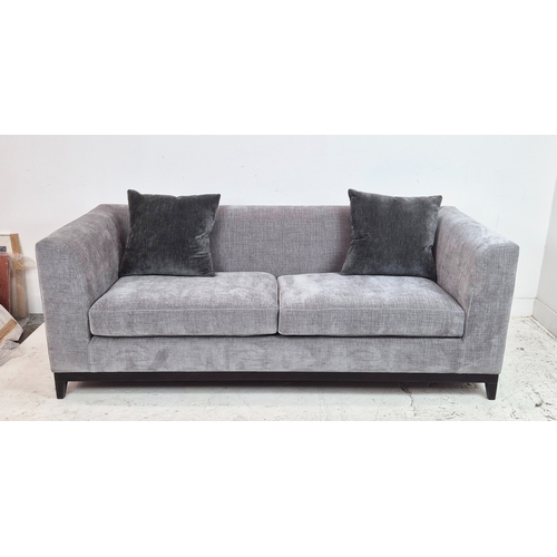 446 - BESPOKE SOFA LONDON SOFA, light grey fabric upholstered, 200cm x 85cm x 75cm.