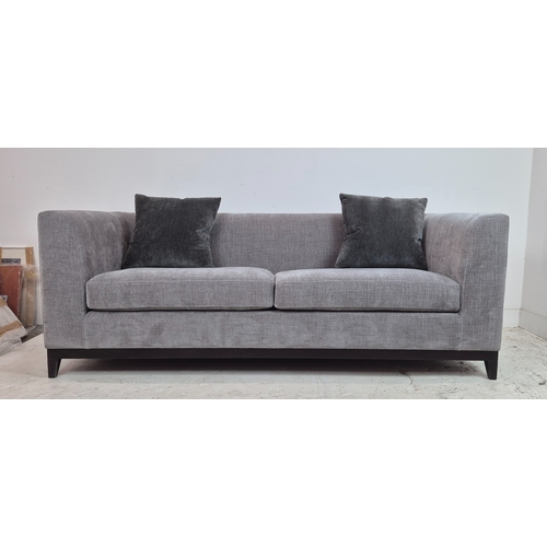 446 - BESPOKE SOFA LONDON SOFA, light grey fabric upholstered, 200cm x 85cm x 75cm.