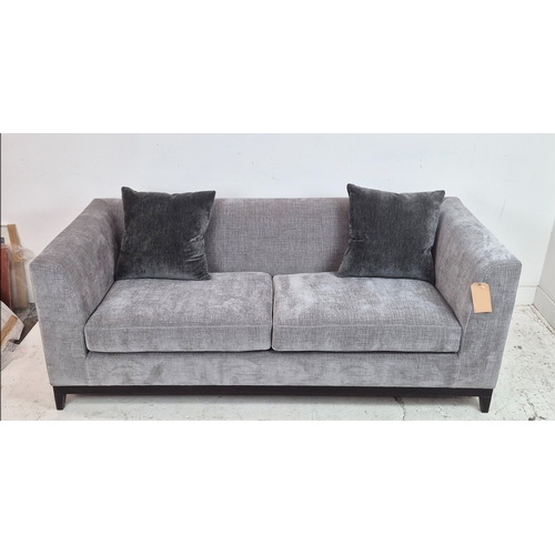 446 - BESPOKE SOFA LONDON SOFA, light grey fabric upholstered, 200cm x 85cm x 75cm.