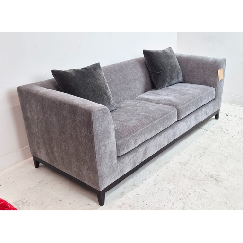 446 - BESPOKE SOFA LONDON SOFA, light grey fabric upholstered, 200cm x 85cm x 75cm.