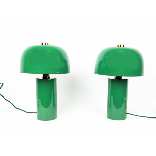 478 - TABLE LAMPS, a pair, 1950's Italian style, dark green lacquered, 37.5cm H approx. (2)