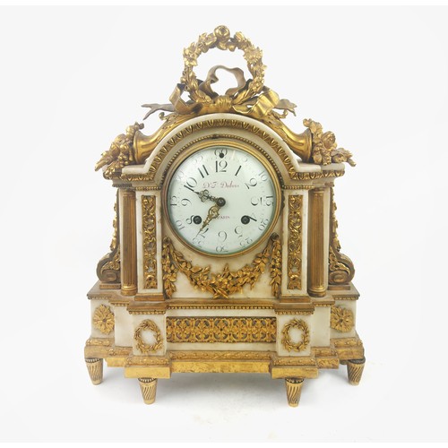 205A - A D. J. DUBOIS, PARIS EIGHT DAY MANTEL CLOCK, marble and gilt bronze, white enamelled dial, 44cm hig... 